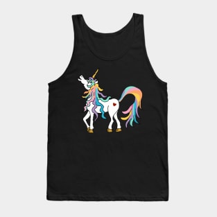 Colourful unicorn with rainbow coloured tail Tank Top